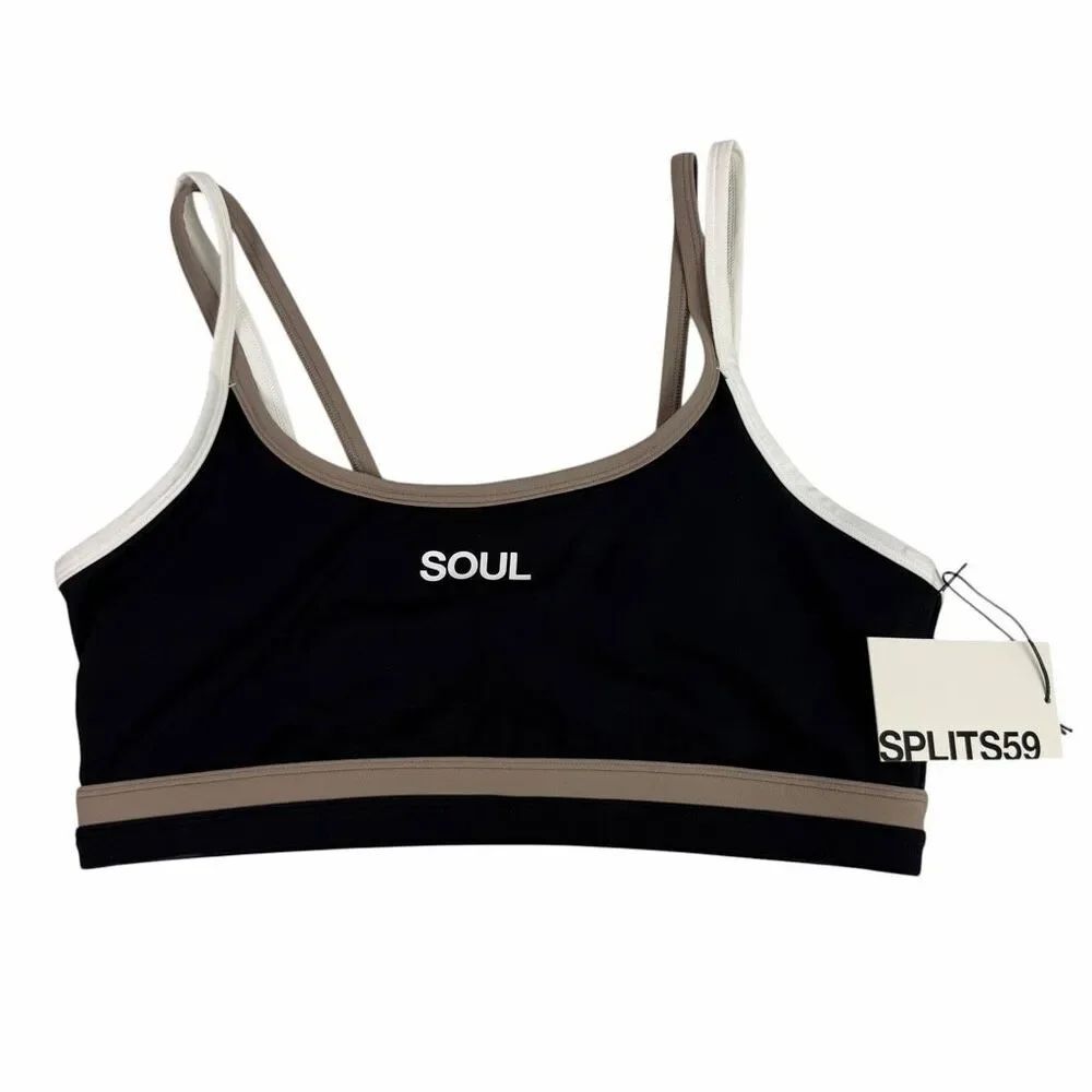 Splits59 Soul Eva Rigor Double Strap Bra Medium Black Latte